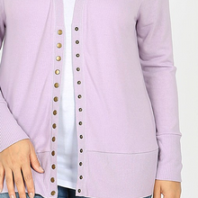 Load image into Gallery viewer, Dusty Lavender Long Sleeve Snap Cardigan