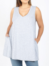 Load image into Gallery viewer, Heather Gray V-Neck Tank Tunic