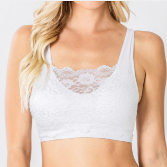 White Lace Front Padded Tank Bralette