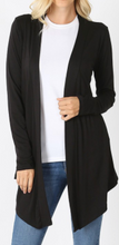 Load image into Gallery viewer, Black Long Sleeve Tunic Material Short Cardigan