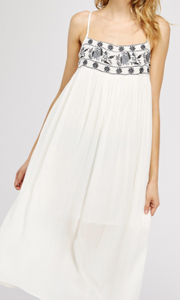 White Dress with Black Embroidery