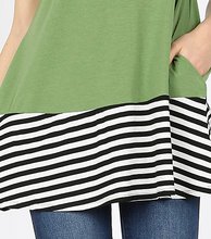 Load image into Gallery viewer, Kiwi Tunic with Stripe accent