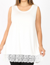 Load image into Gallery viewer, White Lace Accent Tank Tunic