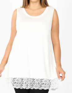 White Lace Accent Tank Tunic