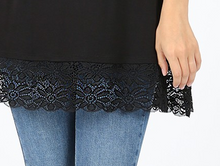 Load image into Gallery viewer, Black Lace Trim Tank Tunic