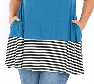Teal Tunic with Stripe Accent