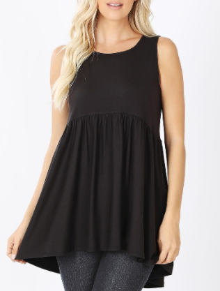 Black Empire Waist Tunic Tank