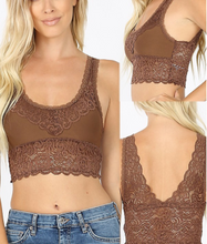 Load image into Gallery viewer, Light Brown Stretch Lace Bralette