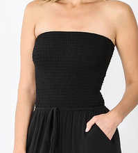 Load image into Gallery viewer, Black Smocked Tube Top Jumpsuit