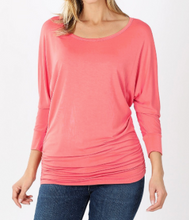 Load image into Gallery viewer, Coral Boatneck 3/4 Sleeve Top