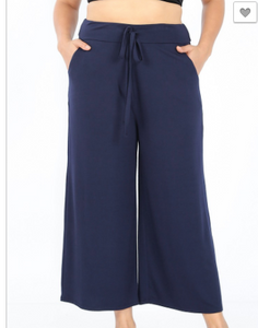 Navy Cropped Lounge Pants