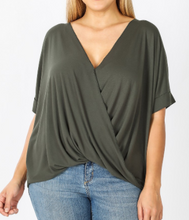 Load image into Gallery viewer, Dark Olive High Low Wrap Top