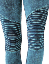 Load image into Gallery viewer, Aqua Mineral Wash Moto Leggings