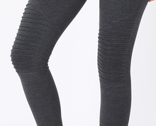 Load image into Gallery viewer, Charcoal Wide Waistband Moto Leggings