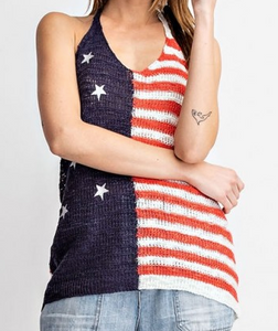 American Flag Knit Halter Top