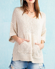 Load image into Gallery viewer, Cream Pullover Sweater with Kangaroo Pocket