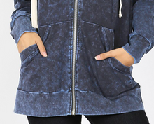 Load image into Gallery viewer, Sapphire Mineral Wash Zip Up Hoodie