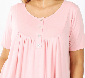 Dusty Rose Front Button Top