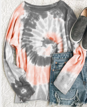 Load image into Gallery viewer, Blush &amp; Gray Lightweight Tie Dye Sweatshirt