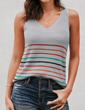 Load image into Gallery viewer, Grey Striped Knit Tank Top