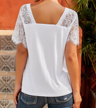 Load image into Gallery viewer, White V-Neck Lace Top
