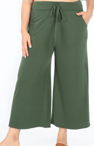 Army Green Cropped Lounge Pants