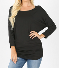 Load image into Gallery viewer, Black 3/4 Sleeve Boatneck Top
