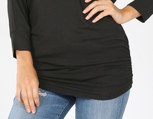 Load image into Gallery viewer, Black 3/4 Sleeve Boatneck Top