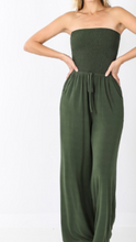 Load image into Gallery viewer, Army Green Smocked Strapless Jumpsuit