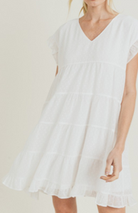 White Swiss Dot Tiered Tunic/Dress