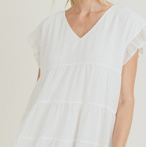 White Swiss Dot Tiered Tunic/Dress
