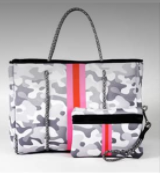 Grey Camo Neoprene Tote Bag and Coin Pouch