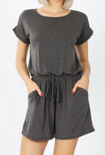 Load image into Gallery viewer, Charcoal Shorts Jumpsuit