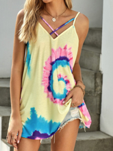 Load image into Gallery viewer, Yellow Criss Cross Tie Dye Tank Tunic
