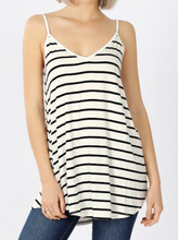 Load image into Gallery viewer, White w/Black Stripe Reversible Tank Top