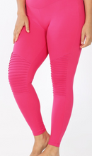 Load image into Gallery viewer, Hot Pink Thick Waistband Moto Leggings