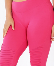 Load image into Gallery viewer, Hot Pink Thick Waistband Moto Leggings