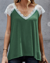 Load image into Gallery viewer, Re-Order Green Lace Accent Top