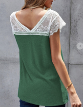 Load image into Gallery viewer, Re-Order Green Lace Accent Top