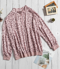 Load image into Gallery viewer, Mauve Leopard Half Zip Sweatshirt