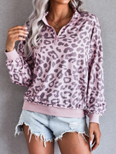 Load image into Gallery viewer, Mauve Leopard Half Zip Sweatshirt