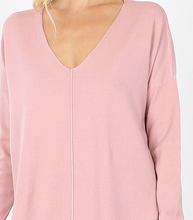 Load image into Gallery viewer, Mauve Oversized High Low Sweater with Side Slits