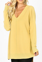 Load image into Gallery viewer, Light Mustard Oversized High Low Sweater with Side Slits