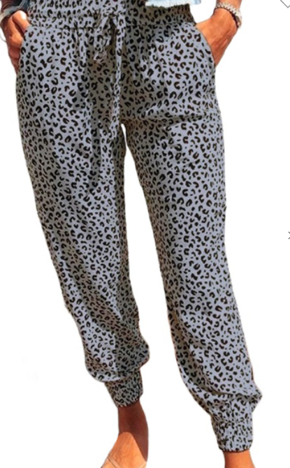 Grey Leopard Joggers