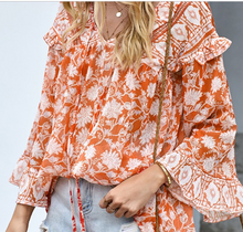 Load image into Gallery viewer, Pre-Order Orange Boho Blouse