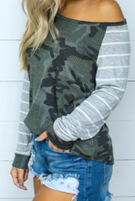 Load image into Gallery viewer, Camo &amp; Gray Stripe Tunic