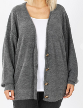Load image into Gallery viewer, Charcoal Button Down Cardigan