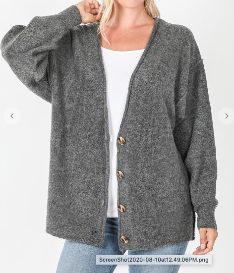 Charcoal Button Down Cardigan