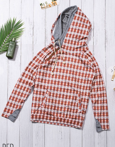 Pre-Order Red Small Plaid Double Hoodie