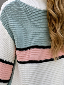 Pre-Order Pink Color Block Sweater